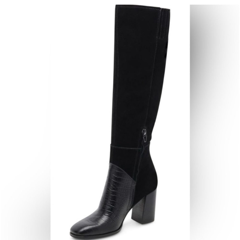 DOLCE VITA FYNN BOOTS BLACK MULTI EMBOSSED LEATHER